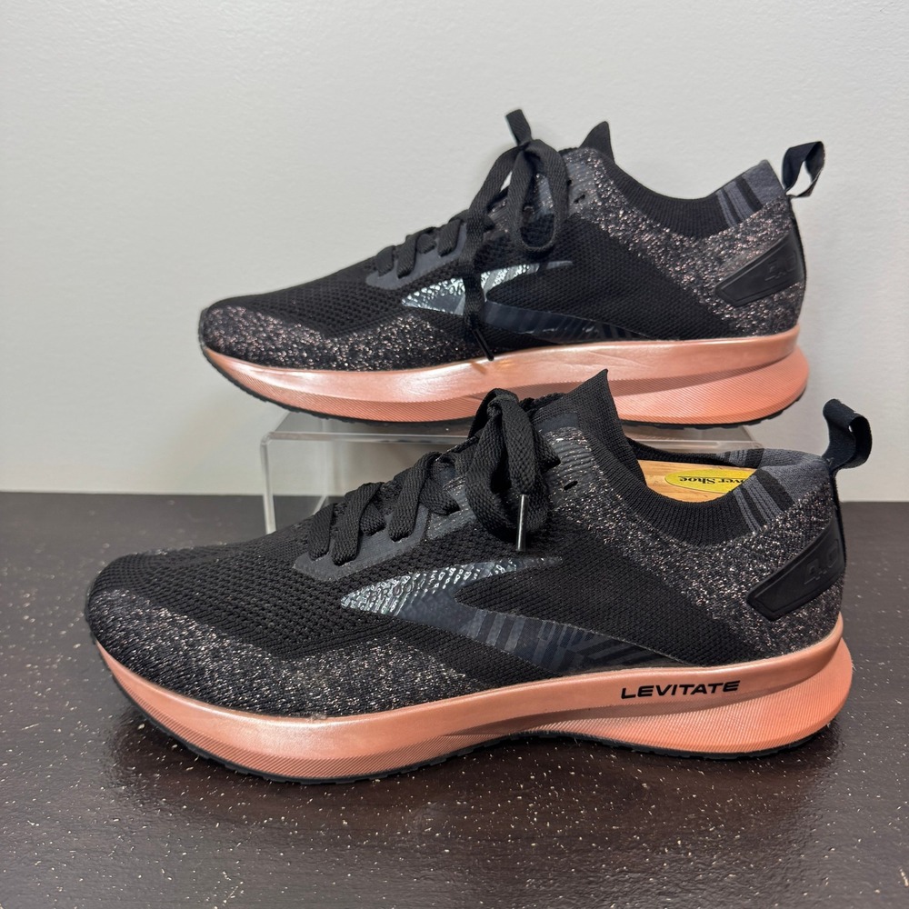 Brooks Levitate 4 Women's‎ 9 Running Shoes Black Rose Gold Metallic 1203351B002